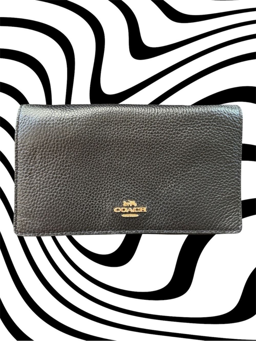 Coach Black Pebbled Leather Continental Wallet